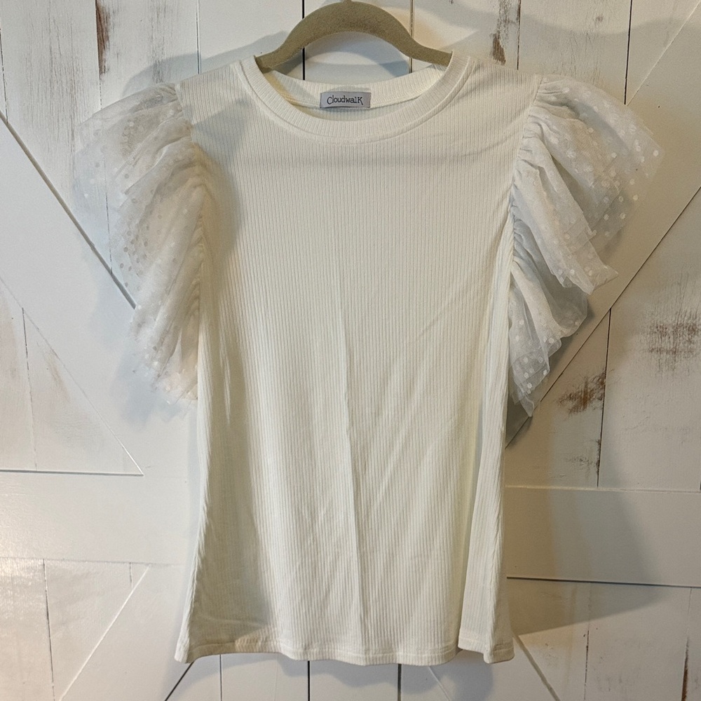 Cloudwalk Cream Puff Lace Sleeve Blouse